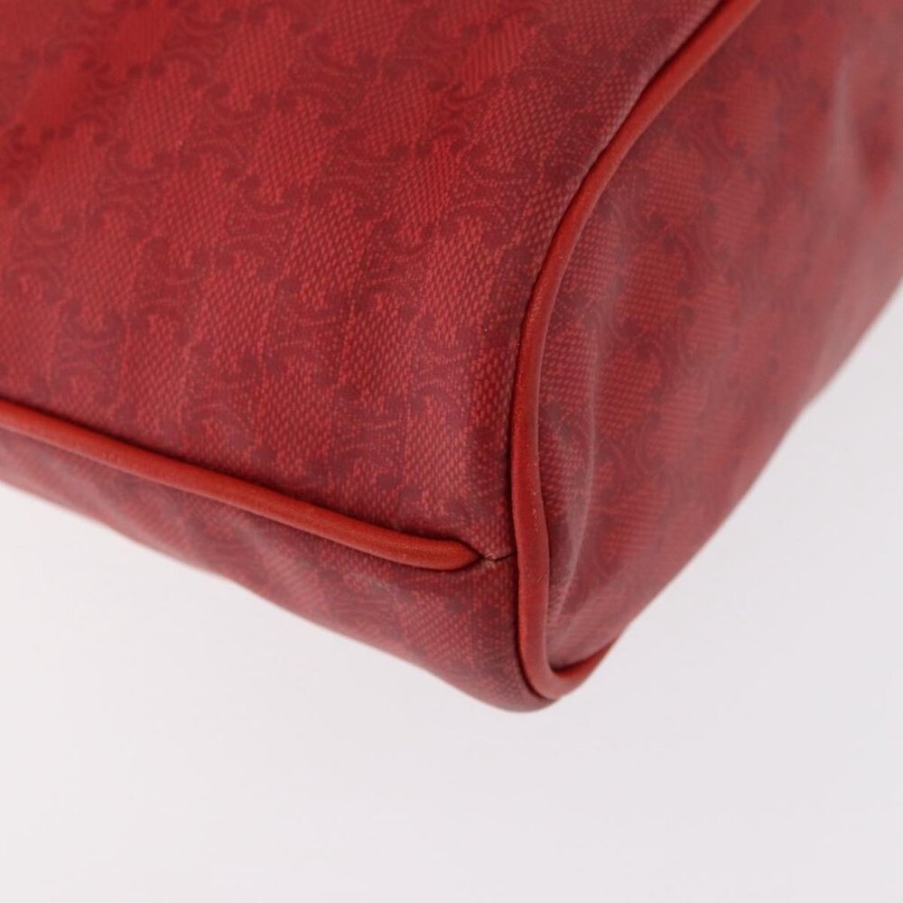 Authentic CELINE Macadam Canvas Shoulder Bag Red Gold - Picture 8 of 16